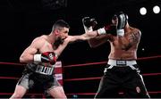 3 March 2018; Cillian Reardon, left, in action against Richard Hegyi during their middleweight bout at the National Stadium in Dublin. Photo by Ramsey Cardy/Sportsfile