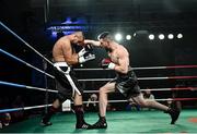 3 March 2018; Cillian Reardon, right, in action against Richard Hegyi during their middleweight bout at the National Stadium in Dublin. Photo by Ramsey Cardy/Sportsfile