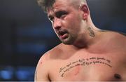 3 March 2018; Attila Orsos following his defeat to Israel Duffus during their light heavyweight bout at the National Stadium in Dublin. Photo by Ramsey Cardy/Sportsfile