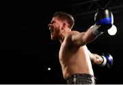 3 March 2018; Owen Jobburn taunts Chris Blaney during their quarter final bout in the Last Man Standing Boxing Tournament at the National Stadium in Dublin. Photo by Ramsey Cardy/Sportsfile