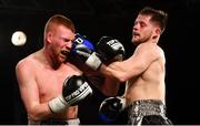 3 March 2018; Chris Blaney, left, in action against Owen Jobburn during their quarter final bout in the Last Man Standing Boxing Tournament at the National Stadium in Dublin. Photo by Ramsey Cardy/Sportsfile