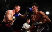 3 March 2018; Jack Cullen, right, in action against Nick Quigley during their quarter final bout in the Last Man Standing Boxing Tournament at the National Stadium in Dublin. Photo by Ramsey Cardy/Sportsfile