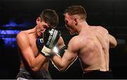 3 March 2018; Jack Cullen, left, in action against Nick Quigley during their quarter final bout in the Last Man Standing Boxing Tournament at the National Stadium in Dublin. Photo by Ramsey Cardy/Sportsfile