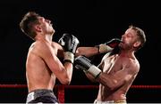 3 March 2018; Jack Cullen, left, in action against Roy Sheahan during their final bout in the Last Man Standing Boxing Tournament at the National Stadium in Dublin. Photo by Ramsey Cardy/Sportsfile