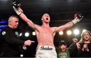 3 March 2018; Roy Sheahan celebrates, with son Cameron and daughter Sasha after defeating Jack Cullen in the final bout of the Last Man Standing Boxing Tournament at the National Stadium in Dublin. Photo by Ramsey Cardy/Sportsfile