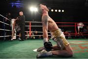 3 March 2018; Roy Sheahan celebrates defeating Jack Cullen during their final bout in the Last Man Standing Boxing Tournament at the National Stadium in Dublin. Photo by Ramsey Cardy/Sportsfile