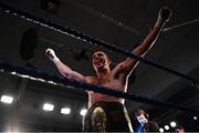 3 March 2018; Craig O’Brien celebrates defeating Jay Byrne during their Irish light middleweight title bout at the National Stadium in Dublin. Photo by Ramsey Cardy/Sportsfile