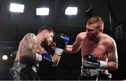 3 March 2018; Chris Blaney, right, in action against Owen Jobburn during their quarter final bout in the Last Man Standing Boxing Tournament at the National Stadium in Dublin. Photo by Ramsey Cardy/Sportsfile