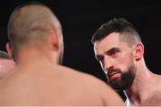 3 March 2018; Cillian Reardon, right, in action against Richard Hegyi during their middleweight bout at the National Stadium in Dublin. Photo by Ramsey Cardy/Sportsfile