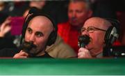 3 March 2018; TG4 commentary team Gary 'Spike' O'Sullivan and Sean Bán Breathnach during the Last Man Standing Boxing Tournament at the National Stadium in Dublin. Photo by Ramsey Cardy/Sportsfile