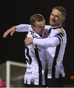 27 February 2018; Karolis Chvedukas, left, is congratulated by his Dundalk team-mate Dane Massey after scoring their fifth goal during the SSE Airtricity League Premier Division match between Dundalk and Limerick at Oriel Park in Dundalk, Co Louth. Photo by Stephen McCarthy/Sportsfile
