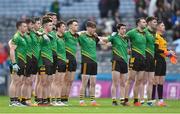 3 February 2018; The Michael Glaveys players stand for the National Anthem before the AIB GAA Football All-Ireland Intermediate Club Championship Final match between Michael Glaveys and Moy Tír na nÓg at Croke Park in Dublin. Photo by Piaras Ó Mídheach/Sportsfile