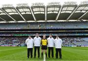 3 February 2018; Referee Brendan Cawley and his officials before the AIB GAA Football All-Ireland Intermediate Club Championship Final match between Michael Glaveys and Moy Tír na nÓg at Croke Park in Dublin. Photo by Piaras Ó Mídheach/Sportsfile