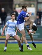 6 March 2018; Hugo Conway of St Mary's College is tackled by Harry Donnelly of Blackrock College during the Bank of Ireland Leinster Schools Senior Cup Semi-Final match between St Mary's College and Blackrock College at Donnybrook Stadium in Dublin. Photo by Harry Murphy/Sportsfile