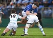 6 March 2018; Gavin O'Brien of St Mary's College is tackled by James Tarrant, left, and Josh Dixon of Blackrock College during the Bank of Ireland Leinster Schools Senior Cup Semi-Final match between St Mary's College and Blackrock College at Donnybrook Stadium in Dublin. Photo by Daire Brennan/Sportsfile