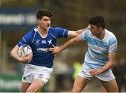 6 March 2018; Ruairí Shields of St Mary's College is tackled by Harry Donnelly of Blackrock College during the Bank of Ireland Leinster Schools Senior Cup Semi-Final match between St Mary's College and Blackrock College at Donnybrook Stadium in Dublin. Photo by Daire Brennan/Sportsfile