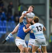 6 March 2018; Harry Donnelly of Blackrock College isn action against Elliot Massey of St Mary's College during the Bank of Ireland Leinster Schools Senior Cup Semi-Final match between St Mary's College and Blackrock College at Donnybrook Stadium in Dublin. Photo by Daire Brennan/Sportsfile