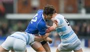 6 March 2018; Tim MacMahon of St Mary's College is tackled by Louis O'Reilly, right, and Tom Maher of Blackrock College during the Bank of Ireland Leinster Schools Senior Cup Semi-Final match between St Mary's College and Blackrock College at Donnybrook Stadium in Dublin. Photo by Daire Brennan/Sportsfile