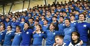 6 March 2018; St Mary's College supporters sing their school anthem ahead of the Bank of Ireland Leinster Schools Senior Cup Semi-Final match between St Mary's College and Blackrock College at Donnybrook Stadium in Dublin. Photo by Daire Brennan/Sportsfile