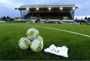 6 March 2018: A general view of match balls and an Ireland jersey prior to the Under 15 International Friendly match between Republic of Ireland and Cyprus at Oriel Park in Dundalk, Co Louth. Photo by Oliver McVeigh/Sportsfile