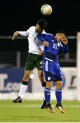 6 March 2018: Anselmo Garcia McNulty of Republic of Ireland in action against Angelos Zefki of Cyprus during the Under 15 International Friendly match between Republic of Ireland and Cyprus at Oriel Park in Dundalk, Co Louth. Photo by Oliver McVeigh/Sportsfile