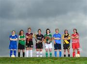 7 March 2018: Players, from left, Therese Hartley Limerick FC, Shauna Fox Galway WFC, Aisling Dunbar UCD Waves FC, Ciara McNamara Cork City FC, Kylie Murphy Wexford Youths WFC, Noelle Murray Shelbourne Ladies FC, Louise Corrigan Peamount United FC, and Bronagh Kane Kilkenny United WFC in attendance at the launch of the 2018 Continental Tyres Women’s National League Season at FAI HQ in Abbottstown, Dublin. The 2018 season kicks off this weekend and will run until the Continental Tyres FAI Senior Women’s Cup final on November 4th at the Aviva Stadium. Photo by Stephen McCarthy/Sportsfile