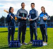 7 March 2018; Ballygowan and Energise Sport today announced the renewal of their partnership with Dublin GAA as the official hydration partners. Dublin camogie player Hannah Hegarty, Dublin footballer James McCarthy, Dublin hurler Danny Sutcliffe and Dublin ladies footballer Lauren Magee at the announcement in Parnell Park, Dublin. Photo by Stephen McCarthy/Sportsfile
