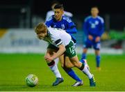 6 March 2018: Sami Clarke of Republic of Ireland in action against Fotis Kotsonis of Cyprus during the Under 15 International Friendly match between Republic of Ireland and Cyprus at Oriel Park in Dundalk, Co Louth. Photo by Oliver McVeigh/Sportsfile