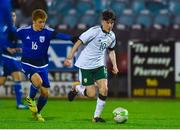 6 March 2018: Colin Conroy of Republic of Ireland in action against Konstantinos Marneros of Cyprus during the Under 15 International Friendly match between Republic of Ireland and Cyprus at Oriel Park in Dundalk, Co Louth. Photo by Oliver McVeigh/Sportsfile