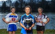 7 March 2018; In attendance at the Gourmet Food Parlour HEC O’Connor Cup Colleges Finals Captains Day are, Trina Duggan of Garda College, centre, Emer Heaney of DIT, left, and Sheila Brady of Sligo with the Lynch Cup at the Gourmet Food Parlour in Northwood, Santry, Dublin. Photo by David Fitzgerald/Sportsfile