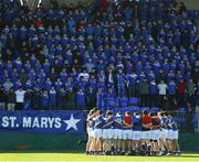 7 March 2018; St Mary's College players and supporters sing their school anthem ahead of the Bank of Ireland Leinster Schools Junior Cup Round 2 match between St. Mary's College and Terenure College at Donnybrook Stadium in Dublin. Photo by Daire Brennan/Sportsfile