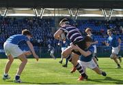 7 March 2018; Harvey O'Donoghue of Terenure College is tackled by Ross Moore of St Mary's College during the Bank of Ireland Leinster Schools Junior Cup Round 2 match between St. Mary's College and Terenure College at Donnybrook Stadium in Dublin. Photo by Harry Murphy/Sportsfile