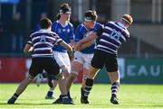 7 March 2018; Daniel Leane of St Mary's College is tackled by Adam Clarke, left, and Hugo Heneghan of Terenure College during the Bank of Ireland Leinster Schools Junior Cup Round 2 match between St. Mary's College and Terenure College at Donnybrook Stadium in Dublin. Photo by Daire Brennan/Sportsfile