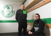 7 March 2018; Shamrock Rovers Amputee team coach Stuart McSweeney and player Alan Wall, who will compete in Irish Amputee Football Association National League, pose for a portrait during a media conference at Tallaght Stadium in Dublin. Photo by Stephen McCarthy/Sportsfile