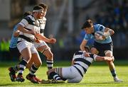 7 March 2018; Jay Barron of St Michael's College is tackled by Gerard Hill of Belvedere College during the Bank of Ireland Leinster Schools Senior Cup semi-final match between St. Michael's College and Belvedere College at Donnybrook Stadium in Dublin. Photo by Harry Murphy/Sportsfile