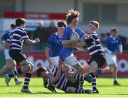 7 March 2018; Adam Sloan of St Mary's College is tackled by Adam Clarke, left, and Hugo Heneghan of Terenure College during the Bank of Ireland Leinster Schools Junior Cup Round 2 match between St. Mary's College and Terenure College at Donnybrook Stadium in Dublin. Photo by Daire Brennan/Sportsfile