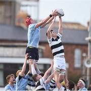 7 March 2018; Ryan Baird of St Michael's College competes in a lineout against James Murphy of Belvedere College during the Bank of Ireland Leinster Schools Senior Cup semi-final match between St. Michael's College and Belvedere College at Donnybrook Stadium in Dublin. Photo by Daire Brennan/Sportsfile