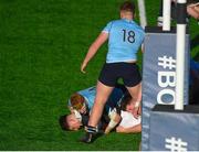 7 March 2018; Mateusz Galinski of Belvedere College scores his side's third try in the dying minutes of the Bank of Ireland Leinster Schools Senior Cup semi-final match between St. Michael's College and Belvedere College at Donnybrook Stadium in Dublin. Photo by Daire Brennan/Sportsfile