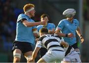 7 March 2018; Matthew Healy of St Michael's College is tackled by Alex O'Grady of Belvedere College during the Bank of Ireland Leinster Schools Senior Cup semi-final match between St. Michael's College and Belvedere College at Donnybrook Stadium in Dublin. Photo by Daire Brennan/Sportsfile