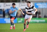 7 March 2018; Matthew Grogan of Belvedere College in action against Andrew Smith of St Michael's College during the Bank of Ireland Leinster Schools Senior Cup semi-final match between St. Michael's College and Belvedere College at Donnybrook Stadium in Dublin. Photo by Harry Murphy/Sportsfile