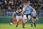 7 March 2018; David Lacey of Belvedere College is tackled by Matthew Healy of St Michael's College during the Bank of Ireland Leinster Schools Senior Cup semi-final match between St. Michael's College and Belvedere College at Donnybrook Stadium in Dublin. Photo by Daire Brennan/Sportsfile