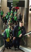 8 March 2018; Team Ireland Boxing captain Dean Gardiner, of Clonmel Boxing Club, Tipperary, is pictured with his team prior to their departure to the USA, ahead of a three fight tour of New England, at Dublin Airport in Dublin. Photo by Seb Daly/Sportsfile