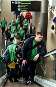 8 March 2018; Team Ireland Boxing captain Dean Gardiner, of Clonmel Boxing Club, Tipperary, is pictured with his team prior to their departure to the USA, ahead of a three fight tour of New England, at Dublin Airport in Dublin. Photo by Seb Daly/Sportsfile