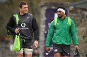 8 March 2018; CJ Stander, left, and Bundee Aki arrive for Ireland rugby squad training at Carton House in Maynooth, Co Kildare. Photo by Sam Barnes/Sportsfile