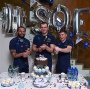 9 March 2018; Leinster players, from left, Isa Nacewa, Rhys Ruddock and Luke McGrath at the 2018 Bank of Ireland Leinster School of Excellence Launch at Leinster Rugby HQ, UCD, in Dublin. Celebrating 21 Years of Excellence at the Bank of Ireland School of Excellence Launch for 2018, for further details check out: leinsterrugby.ie/soe. Photo by David Fitzgerald/Sportsfile