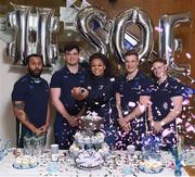 9 March 2018; Leinster Rugby players, from left, Isa Nacewa, Tom Daly, Eimear Corri, Josh Van der Flier and Cathal Marsh at the launch in Leinster Rugby HQ, UCD, Belfield, Dublin. Celebrating 21 Years of Excellence at the Bank of Ireland School of Excellence Launch for 2018, for further details check out: leinsterrugby.ie/soe. Photo by David Fitzgerald/Sportsfile