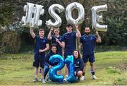 9 March 2018; Leinster players, back row, from left, Luke McGrath, Cathal Marsh, Tom Daly, and Isa Nacewa, with, front row, Eimear Corri and Aimee Clark at the launch in Leinster Rugby HQ, UCD, Belfield, Dublin. Celebrating 21 Years of Excellence at the Bank of Ireland School of Excellence Launch for 2018, for further details check out: leinsterrugby.ie/soe. Photo by David Fitzgerald/Sportsfile