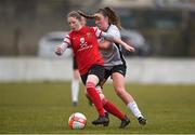 9 March 2018; Katie McCarthy of UCC in action against Chloe Moloney of IT Carlow during the RUSTLERS WSCAI Kelly Cup Final match between UCC and IT Carlow at Jackman Park in Limerick.  Photo by Diarmuid Greene/Sportsfile