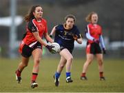 9 March 2018; Shannon Fullam of RSCI in action against Orlaith Moyles of DCU during the Gourmet Food Parlour HEC Donaghy Cup Final match between RCSI and DCU at IT Blanchardstown in Blanchardstown, Dublin. Photo by Piaras Ó Mídheach/Sportsfile