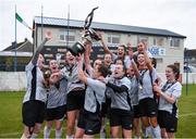 9 March 2018; IT Carlow captain Rachel Graham lifts the cup alongside team-mates after the RUSTLERS WSCAI Kelly Cup Final match between UCC and IT Carlow at Jackman Park in Limerick.  Photo by Diarmuid Greene/Sportsfile